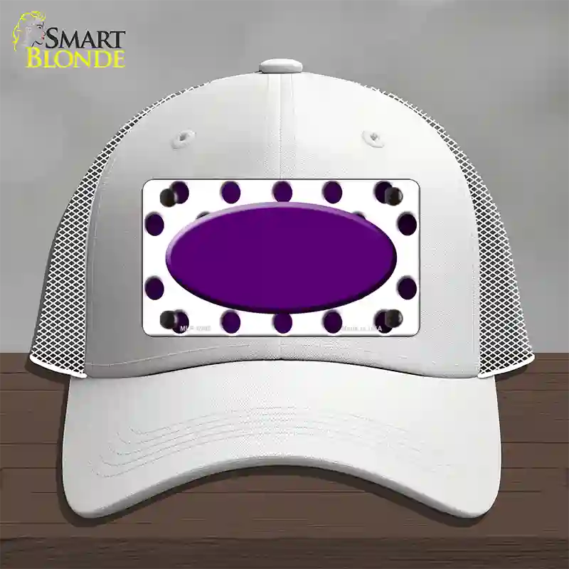 Purple White Dots Oval Oil Rubbed Novelty License Plate Hat Mesh / White