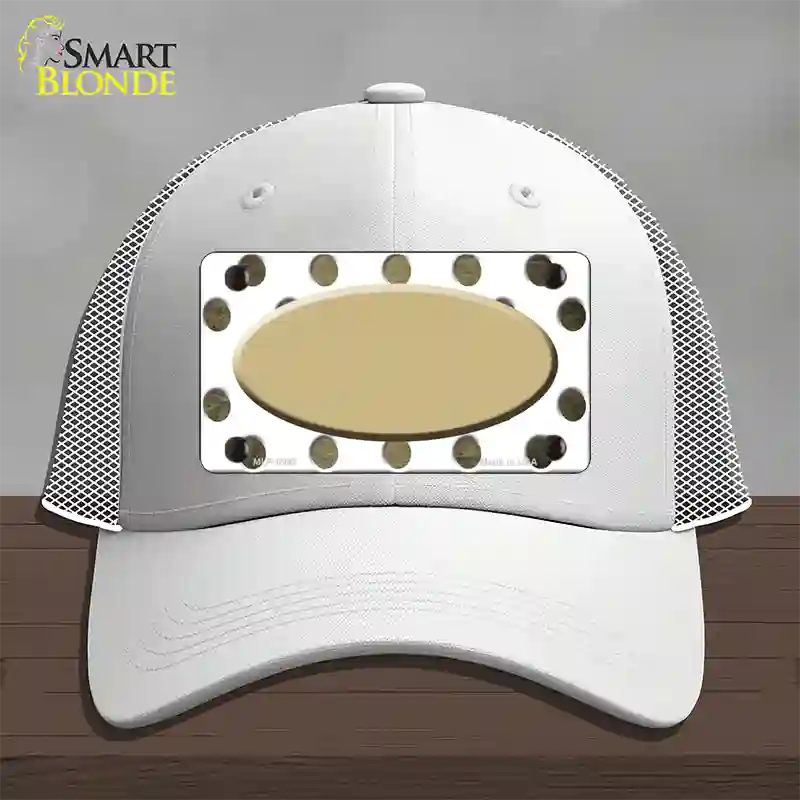 Gold White Dots Oval Oil Rubbed Novelty License Plate Hat Mesh / White