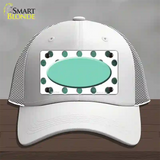 Mint White Dots Oval Oil Rubbed Novelty License Plate Hat Mesh / White