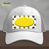 Yellow White Dots Oval Oil Rubbed Novelty License Plate Hat Mesh / White