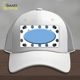 Light Blue White Dots Oval Oil Rubbed Novelty License Plate Hat Mesh / White