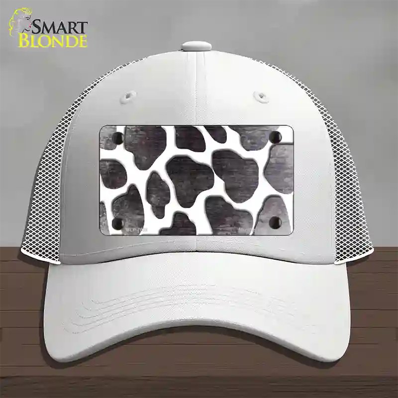 Black White Giraffe Oil Rubbed Novelty License Plate Hat Mesh / White