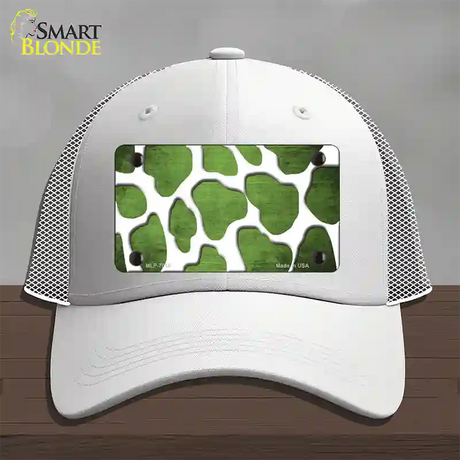 Lime Green White Giraffe Oil Rubbed Novelty License Plate Hat Mesh / White