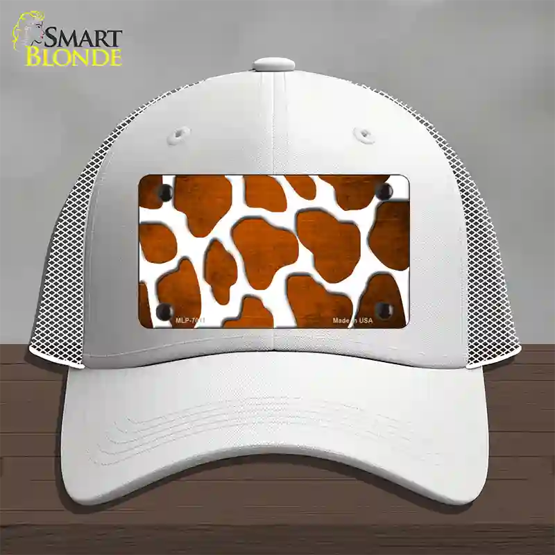 Orange White Giraffe Oil Rubbed Novelty License Plate Hat Mesh / White