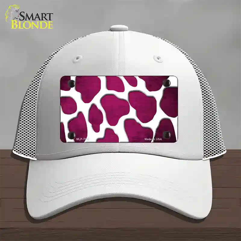 Pink White Giraffe Oil Rubbed Novelty License Plate Hat Mesh / White