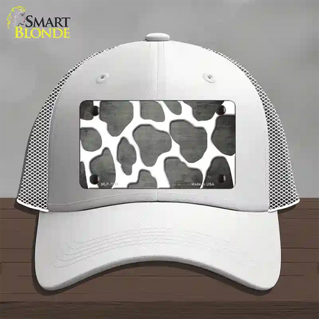 Gray White Giraffe Oil Rubbed Novelty License Plate Hat Mesh / White