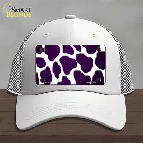 Purple White Giraffe Oil Rubbed Novelty License Plate Hat Mesh / White