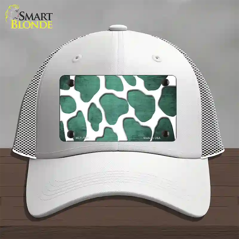 Mint White Giraffe Oil Rubbed Novelty License Plate Hat Mesh / White