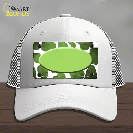 Lime Green White Oval Giraffe Oil Rubbed Novelty License Plate Hat Mesh / White