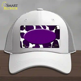 Purple White Oval Giraffe Oil Rubbed Novelty License Plate Hat Mesh / White