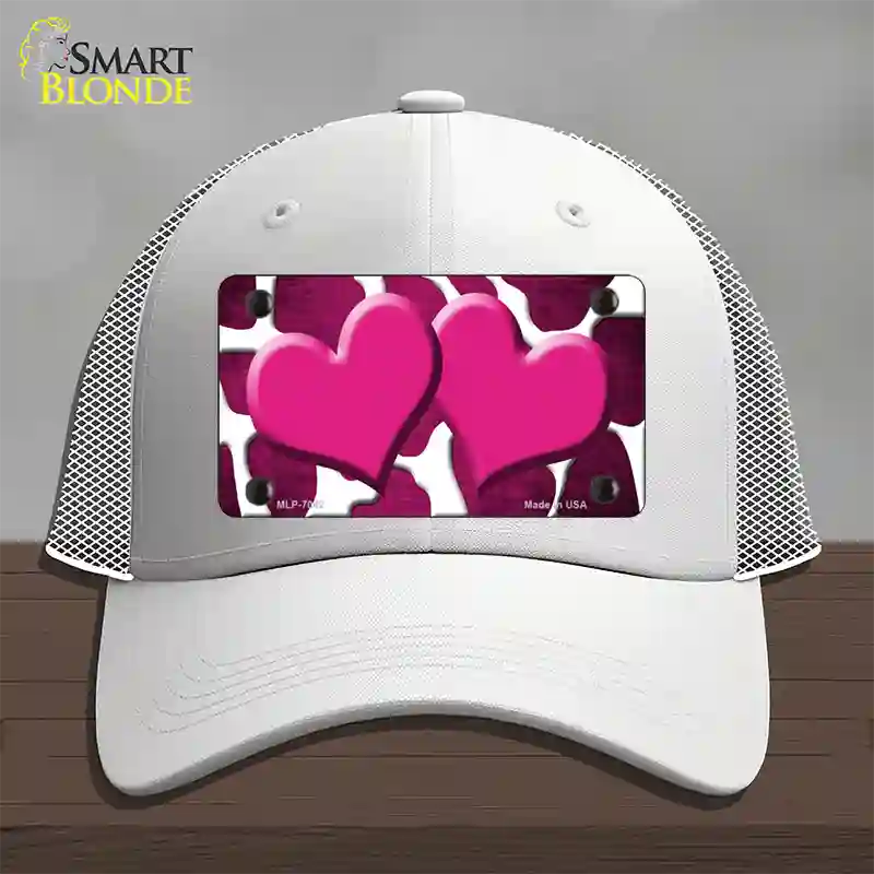 Pink White Hearts Giraffe Oil Rubbed Novelty License Plate Hat Mesh / White