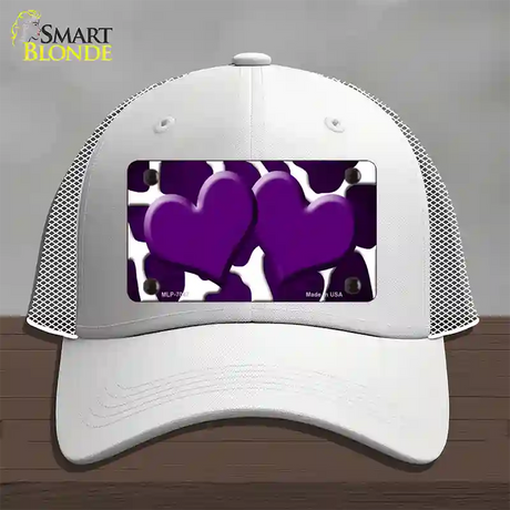 Purple White Hearts Giraffe Oil Rubbed Novelty License Plate Hat Mesh / White