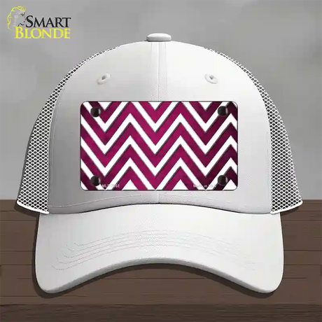 Pink White Chevron Oil Rubbed Novelty License Plate Hat Mesh / White