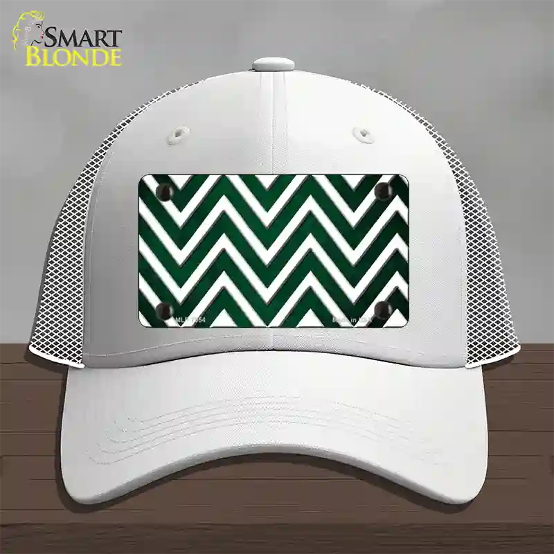 Green White Chevron Oil Rubbed Novelty License Plate Hat Mesh / White