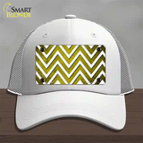 Yellow White Chevron Oil Rubbed Novelty License Plate Hat Mesh / White