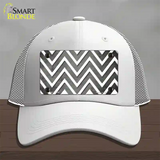 Gray White Chevron Oil Rubbed Novelty License Plate Hat Mesh / White