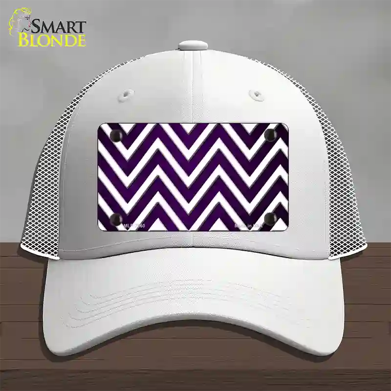 Purple White Chevron Oil Rubbed Novelty License Plate Hat Mesh / White