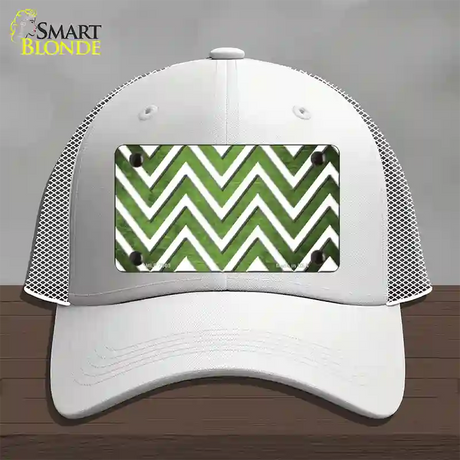 Lime Green White Chevron Oil Rubbed Novelty License Plate Hat Mesh / White