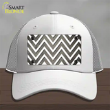 Tan White Chevron Oil Rubbed Novelty License Plate Hat Mesh / White