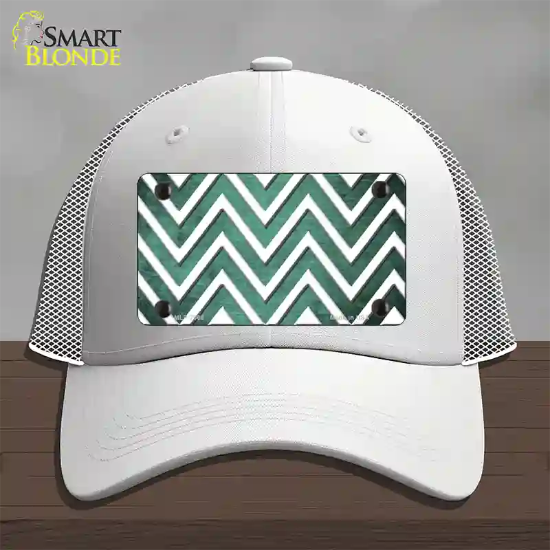 Mint White Chevron Oil Rubbed Novelty License Plate Hat Mesh / White