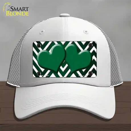 Green White Hearts Chevron Oil Rubbed Novelty License Plate Hat Mesh / White