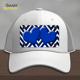 Blue White Hearts Chevron Oil Rubbed Novelty License Plate Hat Mesh / White