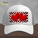 Red White Hearts Chevron Oil Rubbed Novelty License Plate Hat Mesh / White