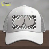 Gray White Hearts Chevron Oil Rubbed Novelty License Plate Hat Mesh / White