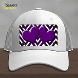 Purple White Hearts Chevron Oil Rubbed Novelty License Plate Hat Mesh / White