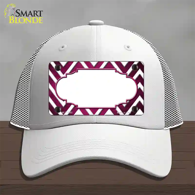 Pink White Chevron Scallop Oil Rubbed Novelty License Plate Hat Mesh / White