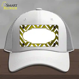 Yellow White Chevron Scallop Oil Rubbed Novelty License Plate Hat Mesh / White