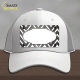 Gray White Chevron Scallop Oil Rubbed Novelty License Plate Hat Mesh / White