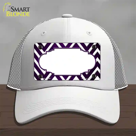 Purple White Chevron Scallop Oil Rubbed Novelty License Plate Hat Mesh / White