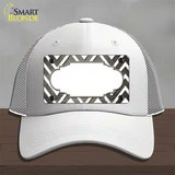 Tan White Chevron Scallop Oil Rubbed Novelty License Plate Hat Mesh / White