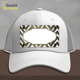 Gold White Chevron Scallop Oil Rubbed Novelty License Plate Hat Mesh / White