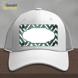 Mint White Chevron Scallop Oil Rubbed Novelty License Plate Hat Mesh / White