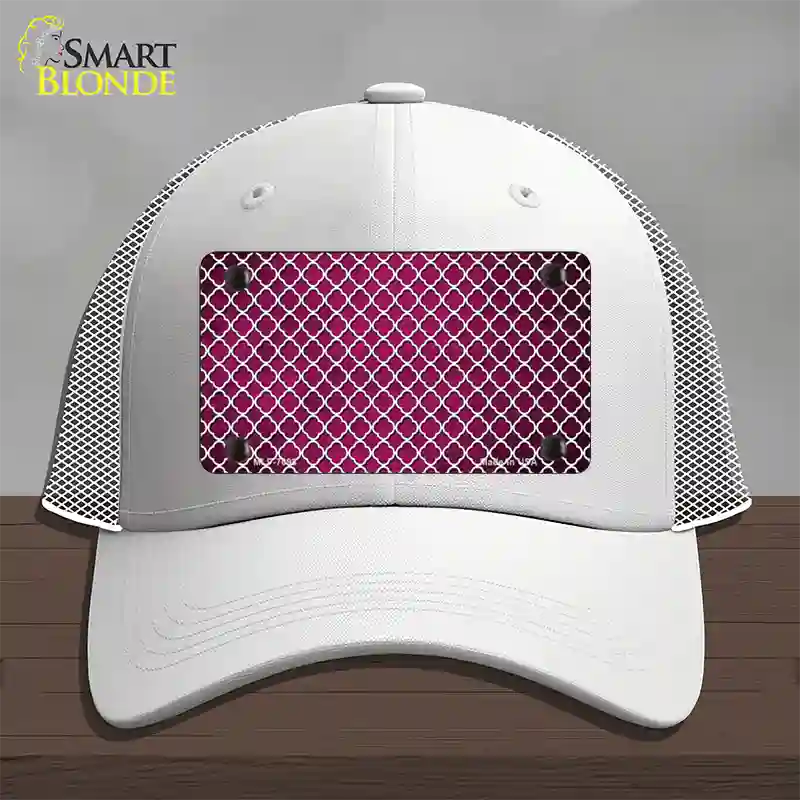 Pink White Quatrefoil Oil Rubbed Novelty License Plate Hat Mesh / White