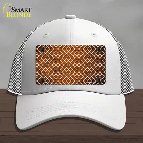 Orange White Quatrefoil Oil Rubbed Novelty License Plate Hat Mesh / White