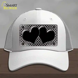 Black White Quatrefoil Hearts Oil Rubbed Novelty License Plate Hat Mesh / White