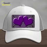 Purple White Quatrefoil Hearts Oil Rubbed Novelty License Plate Hat Mesh / White