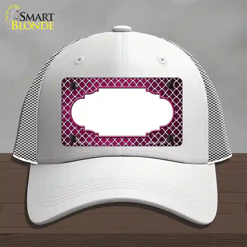 Pink White Quatrefoil Scallop Oil Rubbed Novelty License Plate Hat Mesh / White