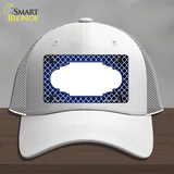 Blue White Quatrefoil Scallop Oil Rubbed Novelty License Plate Hat Mesh / White