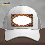 Orange White Quatrefoil Scallop Oil Rubbed Novelty License Plate Hat Mesh / White