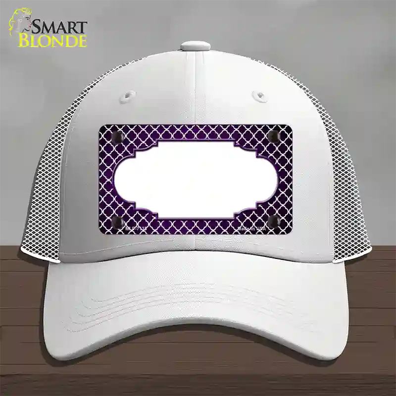 Purple White Quatrefoil Scallop Oil Rubbed Novelty License Plate Hat Mesh / White