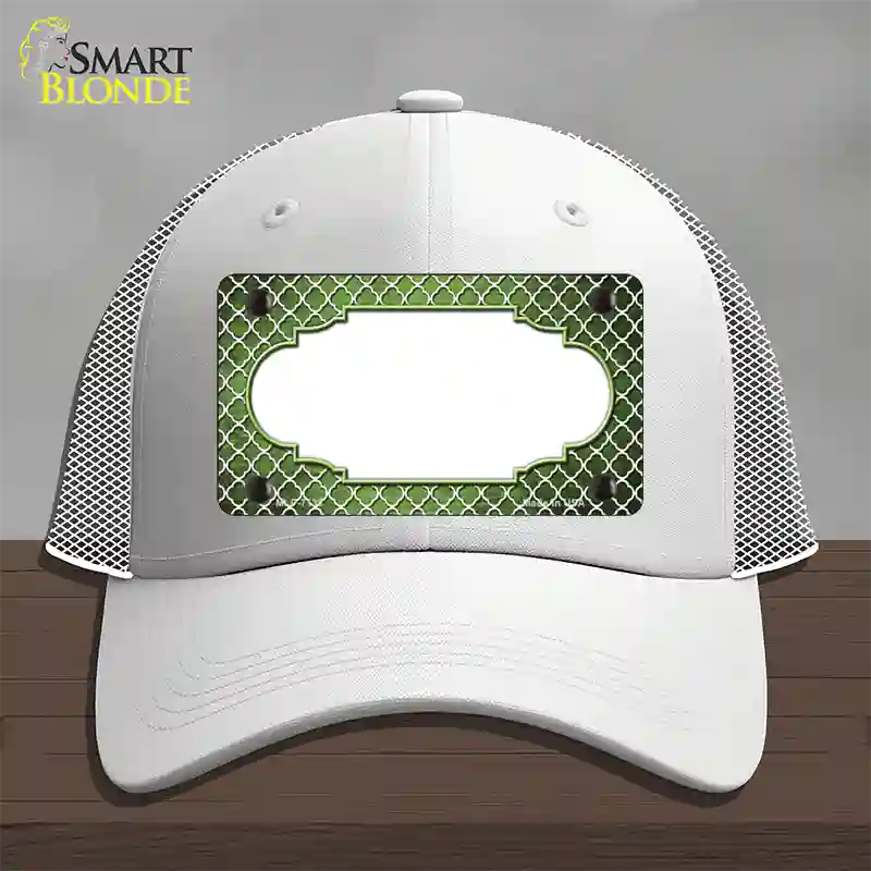 Lime Green White Quatrefoil Scallop Oil Rubbed Novelty License Plate Hat Mesh / White