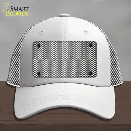 Gray White Small Chevron Oil Rubbed Novelty License Plate Hat Mesh / White