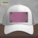 Pink White Small Chevron Oil Rubbed Novelty License Plate Hat Mesh / White