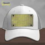 Yellow White Small Chevron Oil Rubbed Novelty License Plate Hat Mesh / White