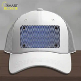 Blue White Small Chevron Oil Rubbed Novelty License Plate Hat Mesh / White