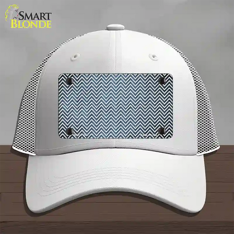 Light Blue White Small Chevron Oil Rubbed Novelty License Plate Hat Mesh / White